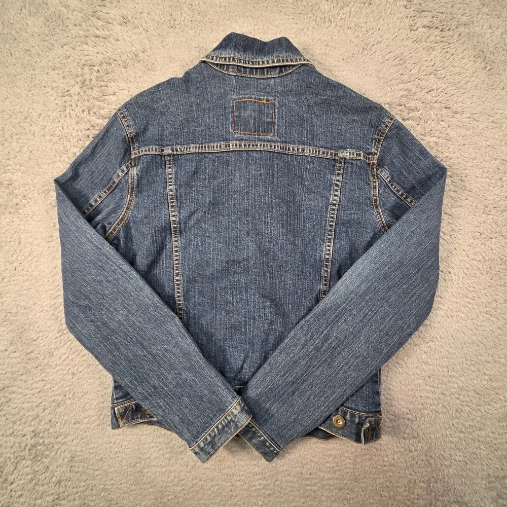 Levis Jean Jacket Womens S Vintage Y2K Blue Denim Moto Grunge 90s Heritage - Picture 5 of 11